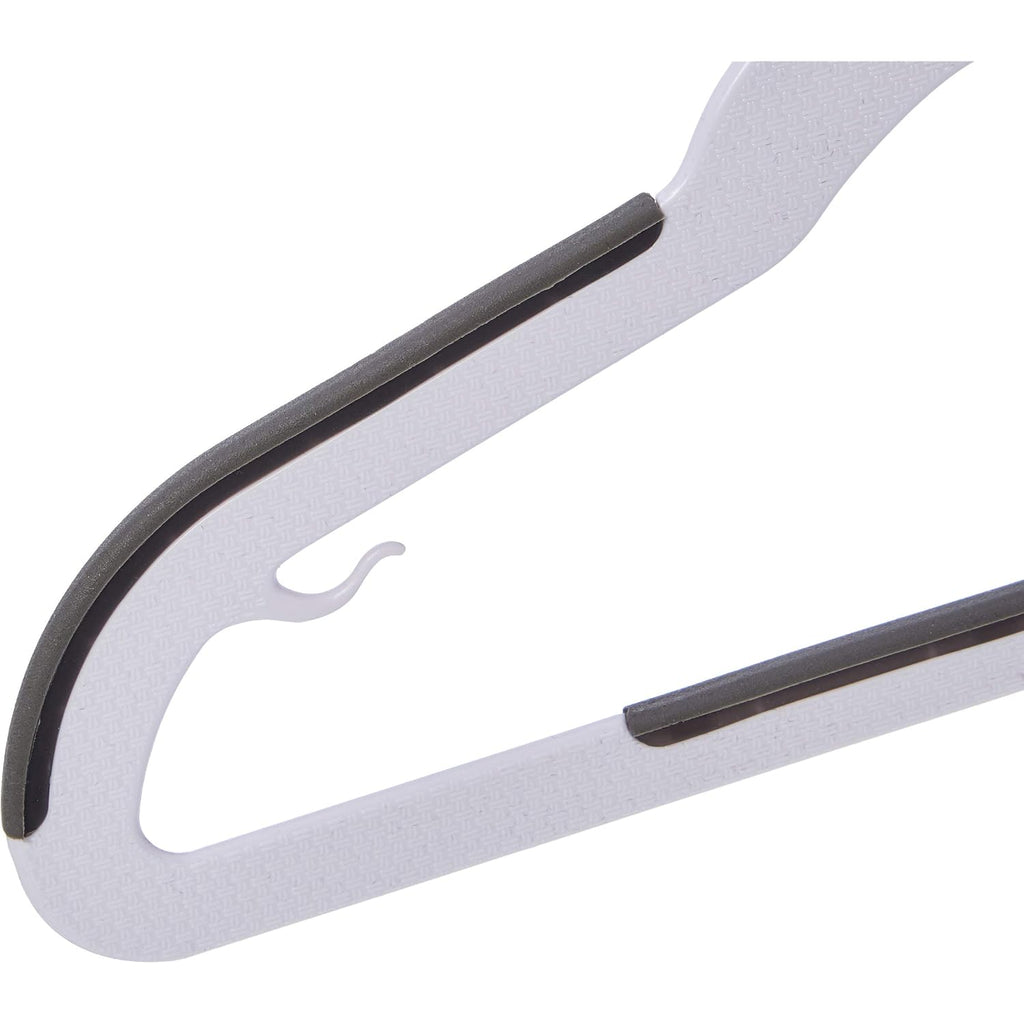 Amazon Basics Plastic Kids Clothes Hangers, Non-Slip, White And Black, 12.8" X 8" X 0.2", 30-Pack