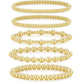 Eaciy Gold Bracelets for Women, 14K Gold Plated Beaded Bracelets Gold Strand Bead Ball Bracelet Stack Set Adjustable Bracelet Set Waterproof Jewelry for Women Gifts Non Tarnish