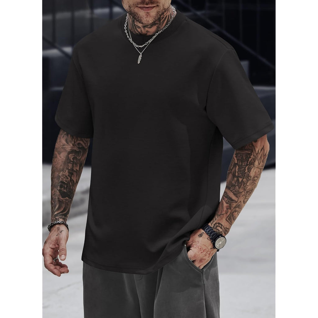 Herberton Mens Oversized T-Shirts Heavyweight Cotton Stretch Fashion Thick Tee Tops (S-3Xl)