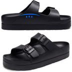 Shevalues Women’S Platform Sandals With Arch Support, Lightweight Cloud Slides With Adjustable Double Buckle, Comfortable Eva Recovery Sandals For Summer Beach