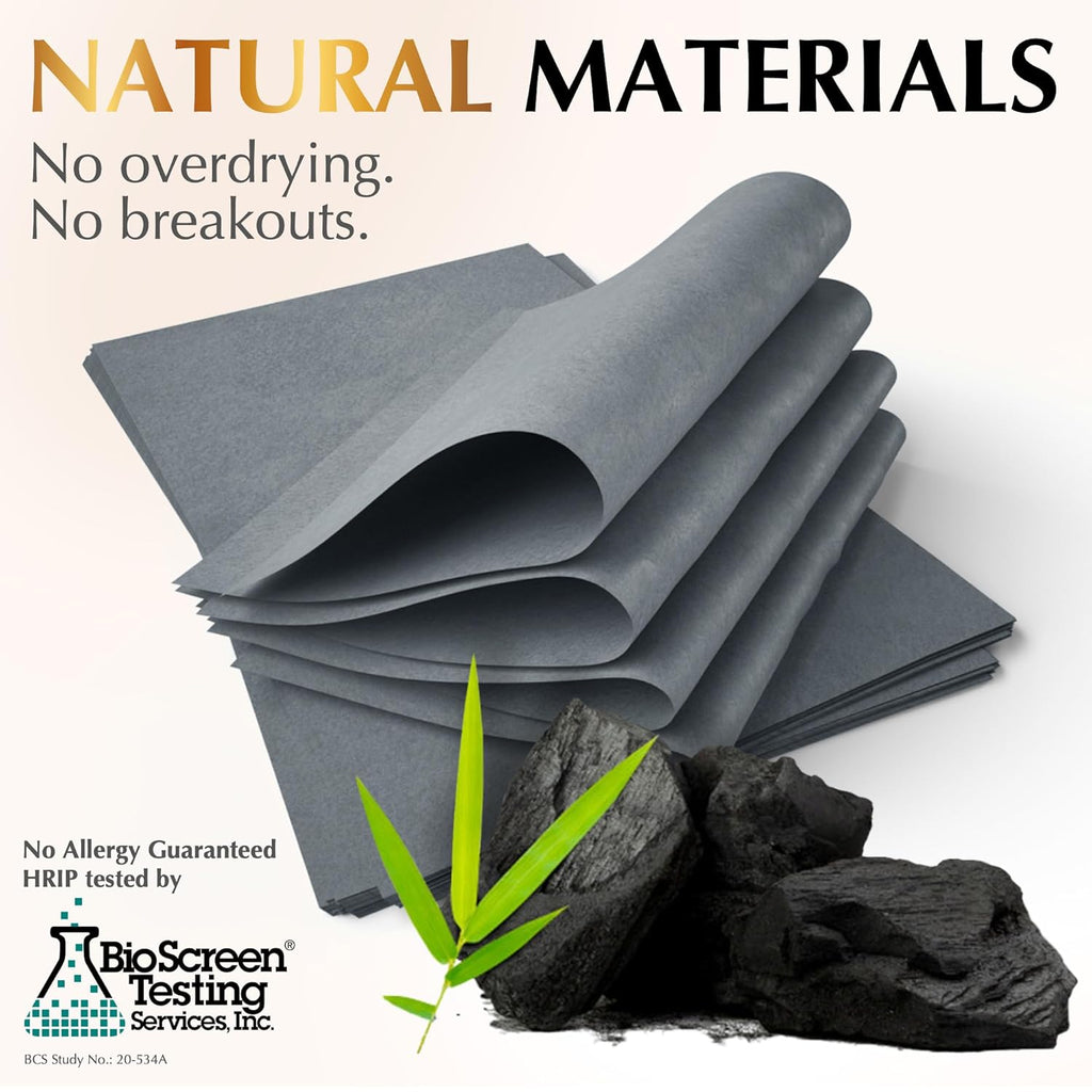 Natural Oil Blotting Sheets for Face with Bamboo Charcoal - 25% Larger - 3pk/300 Makeup Friendly Oil Absorbing Sheets for Face - Easy Dispensing Blotting Papers - Perfect for Keeping in Purse