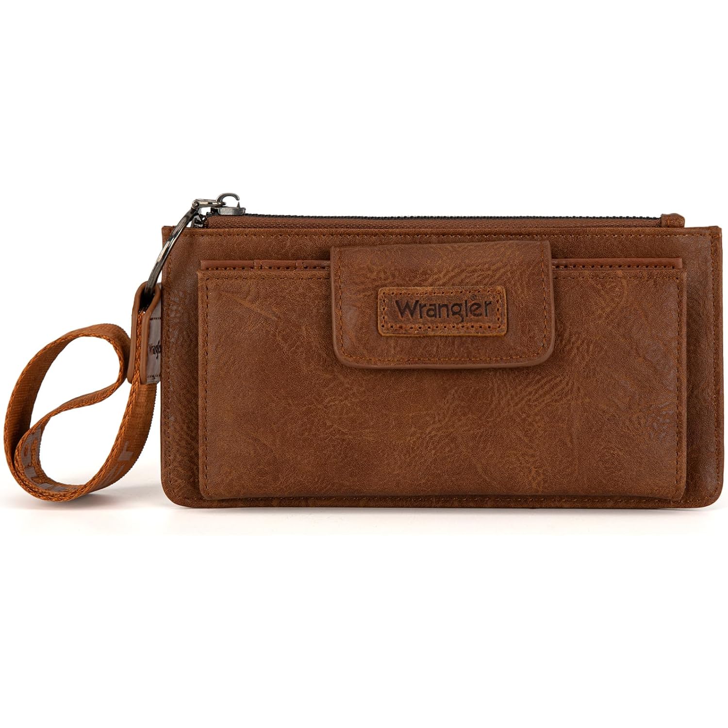 Montana West X Wrangler Brown Wristlet Wallet Minimalist Clutch Womens Wallet Rfid Card Cases & Money Organizers with Coin Purse and Smooth Zipper