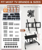 92PCS Universal TV Mounting Hardware Screw Kit Set - M4 M5 M6 M8 Screws, Spacers and Washers for Most TV/Monitor VESA Mount, TV Mount Replacement Screws with Box up to 80", Black