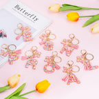 Initial Letter Keychain Cute Keychain Butterfly Sequins Alphabet Resin Name Tassel Keychain for Mother's Gift
