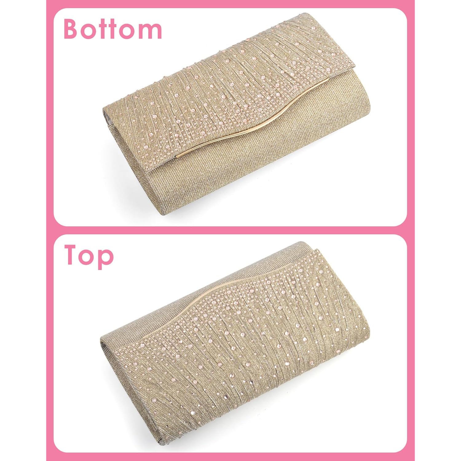 TINDTOP Clutch Purses for Women, Formal Evening Bags Suede Shoulder Envelope Party Handbags Wedding Cocktail Prom Clutches