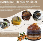 2 Pcs Moroccan Black Soap With Argan And Rose Oil, Spa Level Handmade Black Beldi Soap Exfoliating And Softening, Natural And Organic For Face, Body, Hair And Shave, Rose Scent, 5.29 Oz/150 G