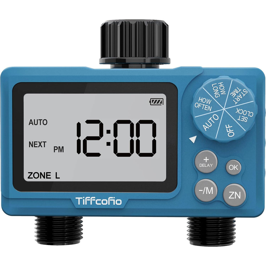 Sprinkler Timer Outdoor, Digital Programmable For Garden Hose, Irrigrtion Timer With Rain Delay And Manual Mode (2 Oulets, 1 Pack)