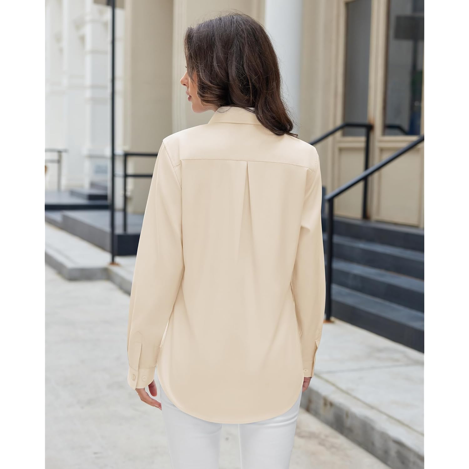 Button Down Shirts for Women Dress Shirt Cotton Long Sleeve Collared Shirt Business Work Office Blouse Top
