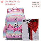 Backpack For Girls, Kids Backpacks Preschool Kindergarten Bookbag Cute Lightweight With Chest Strap And Lunchbox (Unicorn)