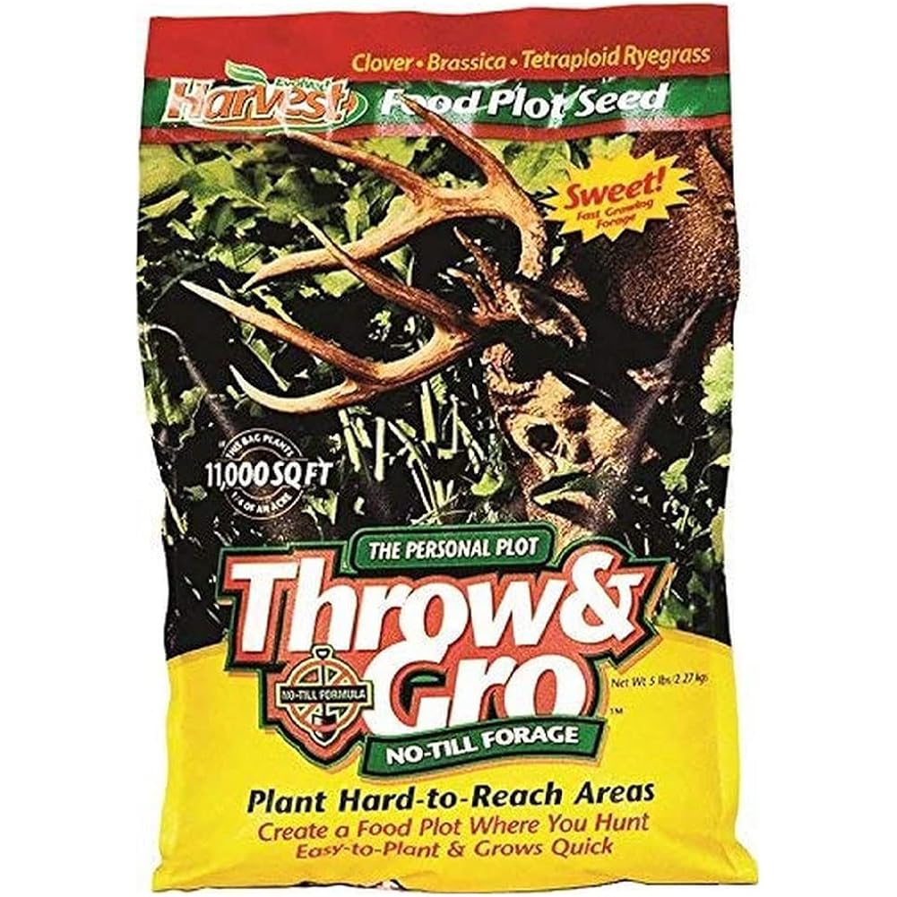 Evolved Harvest Throw & Gro No-Till Forage For Deer - Easy-To-Plant Fast-Growing Food Plot Seeds, 5 Lbs