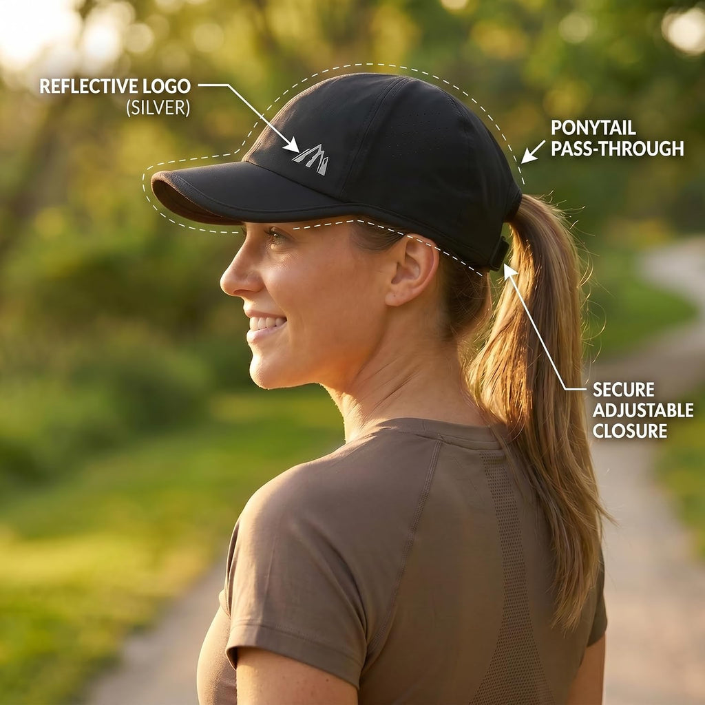 UV 50 Baseball Cap for Men and Women Quick Dry,Lightweight,Sport Baseball Hat for Golf Running Black