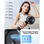 Tunise Portable Handheld Fan, Portable Fan Rechargeable, 4000Mah, 180° Adjustable, 6 Speed Wind, Display Electricity In Real Time, Usb Rechargeable Foldable F An, Quiet Personal Fan As Power Bank