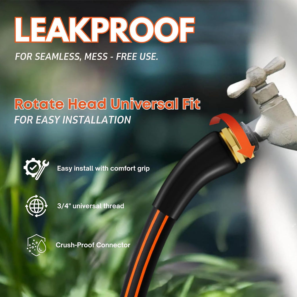 10Ft Flexible Garden Hose, No-Kink Rubber Water Hose, W.P. 200 Psi | Freeze & Wear Resistant Hose With 3/4" Ght Male/Female Fittings, 600 Psi Burst Strength For Outdoor Watering