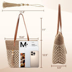 Straw Tote Bag For Women: Handwoven Beach Purse With Cutout Design For Travel & Pool Day | Lightweight