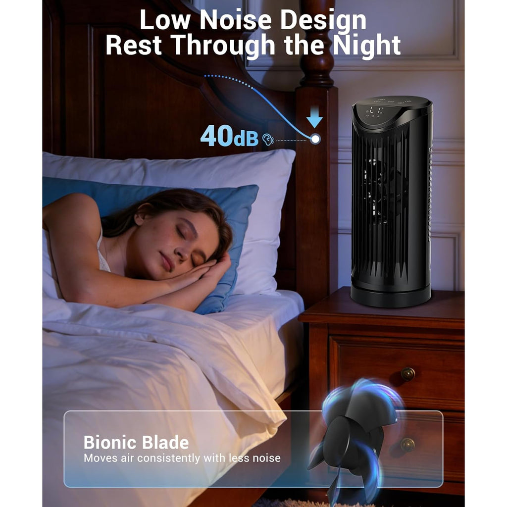 Personal Tower Fan For Bedroom With Remote, Portable Desk Table Fan，4 Speeds Cooling Standing Fan With 12H Timer, 60° & 110° Oscillating Floor Tower Fans That Blows Cold Air For Bedroom Office,Black