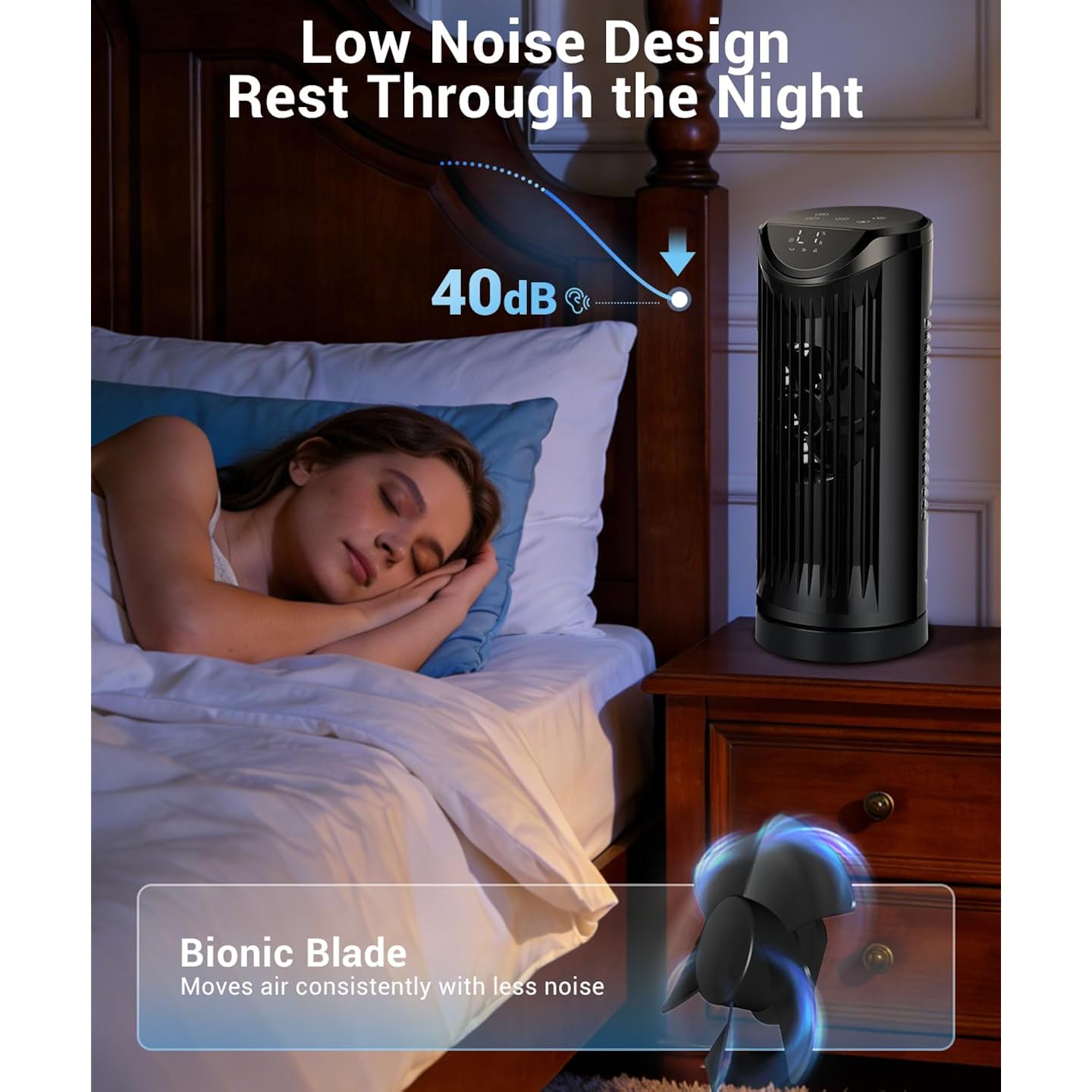 Personal Tower Fan For Bedroom With Remote, Portable Desk Table Fan，4 Speeds Cooling Standing Fan With 12H Timer, 60° & 110° Oscillating Floor Tower Fans That Blows Cold Air For Bedroom Office,Black