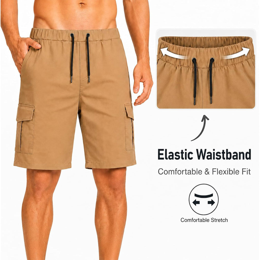 Men'S Cargo Shorts With Stretch Waist, Multiple Pockets & Quick-Dry, Lightweight Casual Hiking Work Shorts