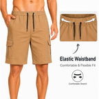 Men'S Cargo Shorts With Stretch Waist, Multiple Pockets & Quick-Dry, Lightweight Casual Hiking Work Shorts