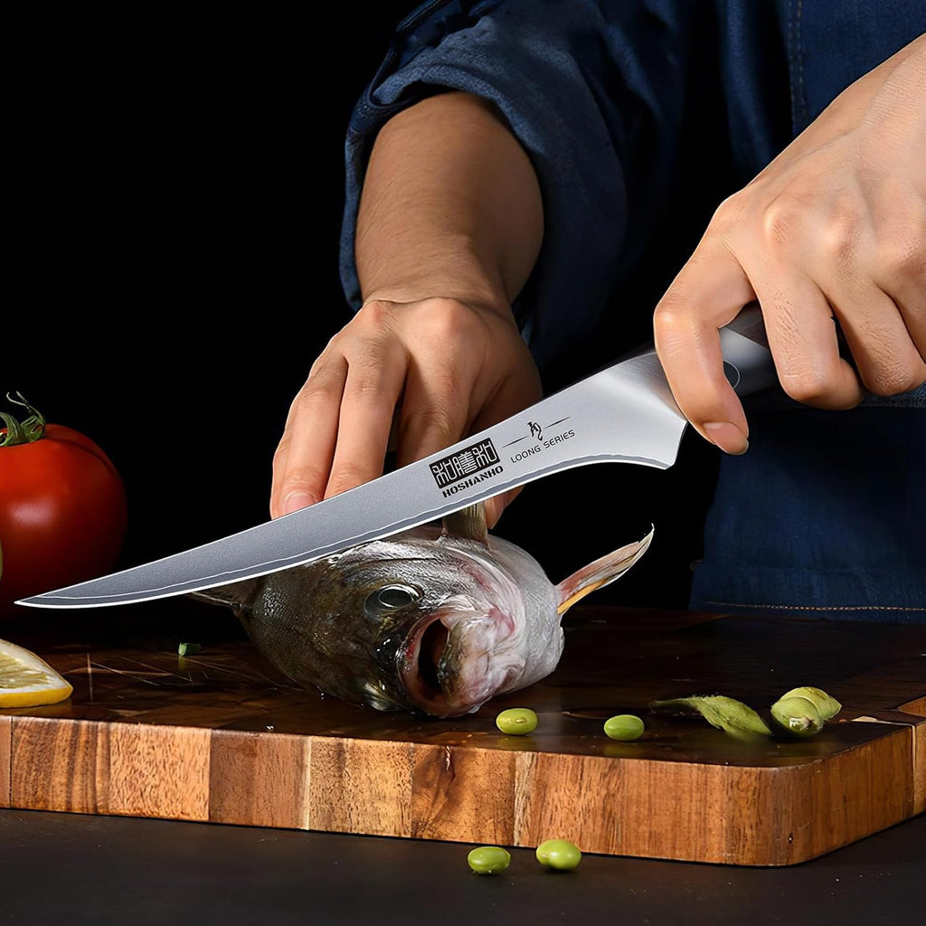 Hoshanho Carving Knife Set 3Pcs, Japanese High Carbon Steel Brisket Slicing Knife Sets With Ergonomic Pakkawood Handle, Butcher Knife Breaking Knife Boning Knife For Meat Cutting