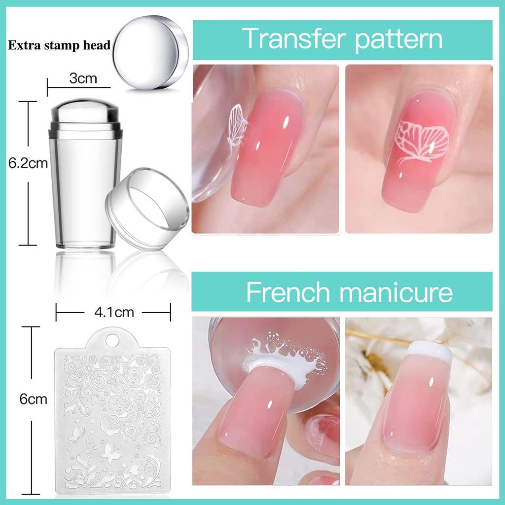 Biutee Nail Stamping Plates Set 15PCS Nail Stamping Kit with Nail Art Stamper & Scraper Nail Stamp Template Kit Lace Flower Butterfly Animal Pattern Nail Art Stencils for Manicure Salon Home DIY