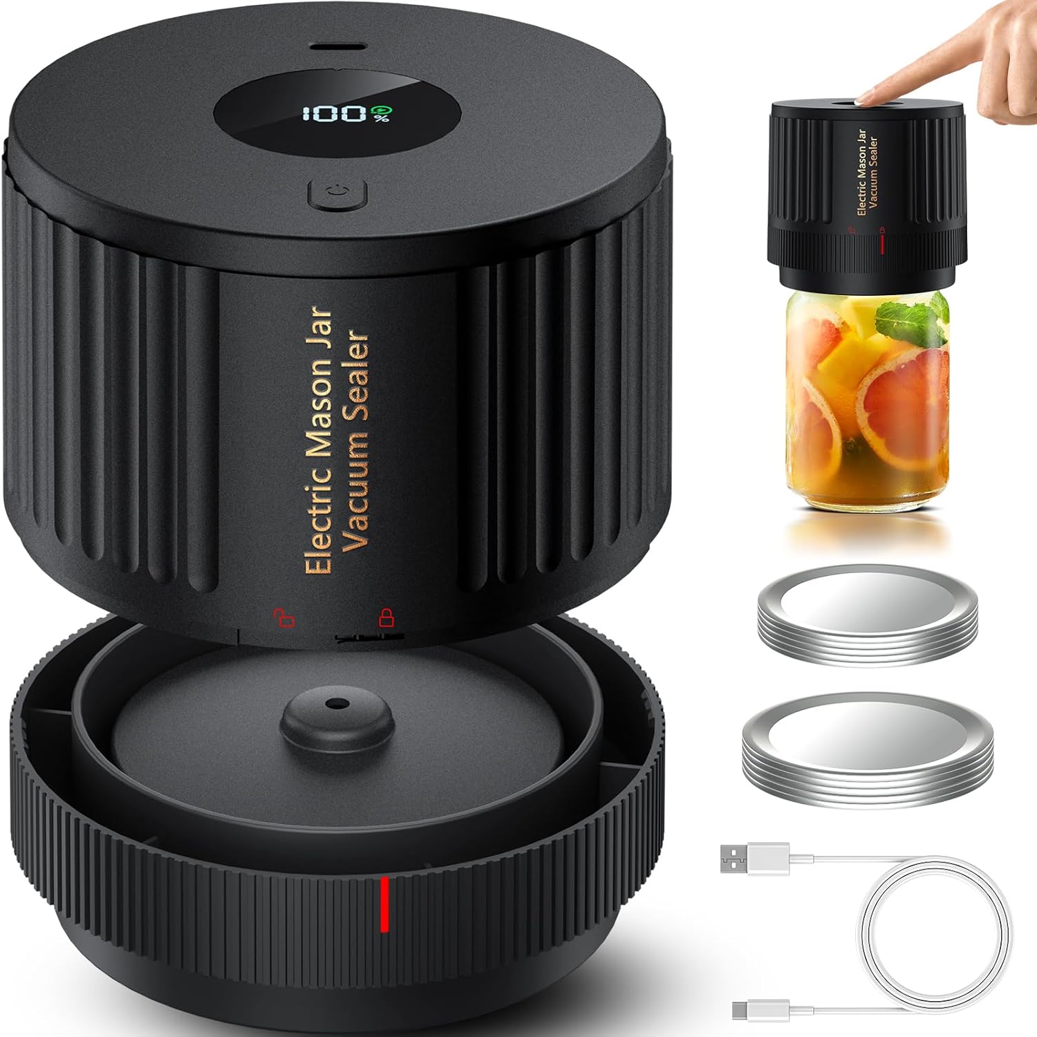 LOVE MOMENT Electric Mason Jar Vacuum Sealer Kit for Wide Mouth and Regular Mouth Mason Jars