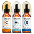 Truskin Face Serum Trio - Vitamin C, Retinol & Hyaluronic Acid Anti-Aging Serums For Face - Am, Pm & All-Day Skincare Routine - Brightening, Smoothing & Hydrating Facial Serums, 1 Fl Oz Each