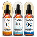 Truskin Face Serum Trio - Vitamin C, Retinol & Hyaluronic Acid Anti-Aging Serums For Face - Am, Pm & All-Day Skincare Routine - Brightening, Smoothing & Hydrating Facial Serums, 1 Fl Oz Each