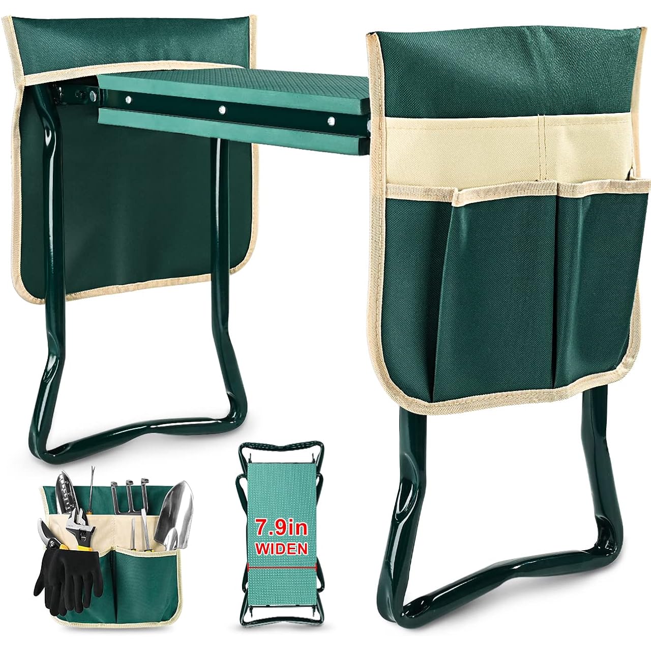 Kvr Upgraded Garden Kneeler And Seat With Thicken & Widen Soft Kneeling Pad,Heavy Duty Foldable Gardener Stool With 2 Tool Pouches,Gardening Gifts For Women Mom Men Seniors¡­…