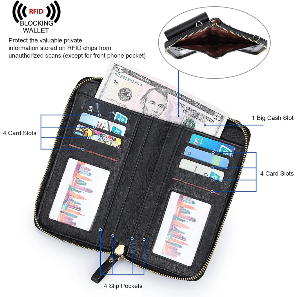 S-Zone Small Crossbody Bags For Women Cell Phone Purse Rfid Blocking Wallet Purses With Credit Card Slots