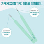 Base Labs Ingrown Hair Tweezers Set – 2 Pack Precision Tweezers for Ingrown Hair Removal, Curved & Pointed Tip Stainless Steel Tweezers with Protective Case for Razor Bumps, Splinters & Facial Hair