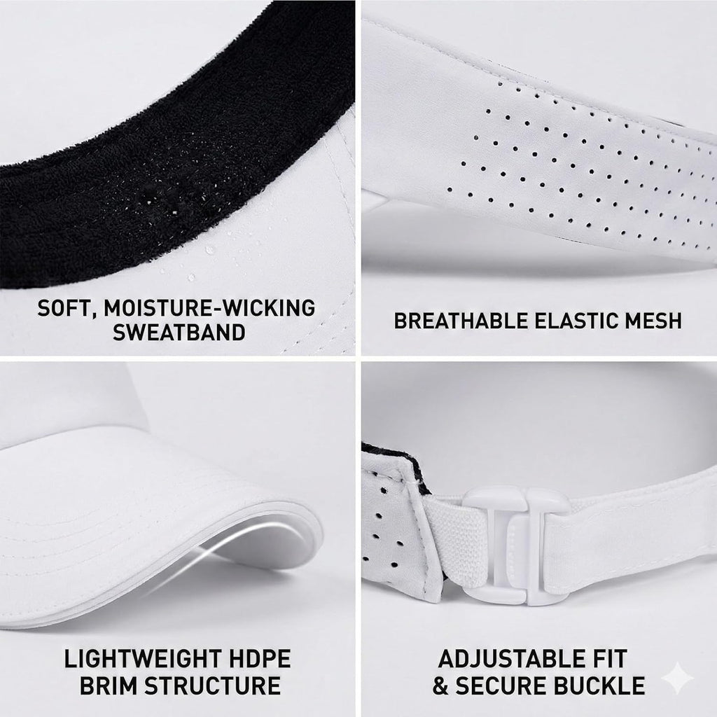Sports Sun Visor with Reflective Brim for Men Women, Lightweight Soft Quick-Dry Visor Hat, Packable Tennis Golf Running Visor