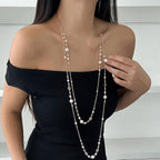 Long Necklaces for Women Pearl Necklaces for Women Long Chain Necklace Dainty Layered Pearl Necklace Statement Sweater Strand Chain Jewelry