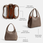 Coach Womens Polished Pebble Leather Lana Shoulder Bag
