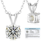 shownii Diamond Necklace Certified LAB GROWN Round Diamond Solitaire Necklaces for Women 0.5-1CT 14K Gold Plated Sterling Silver 4 Prong Solitaire Pendant Jewelry (I-J Color, SI1-VS2 Clarity)