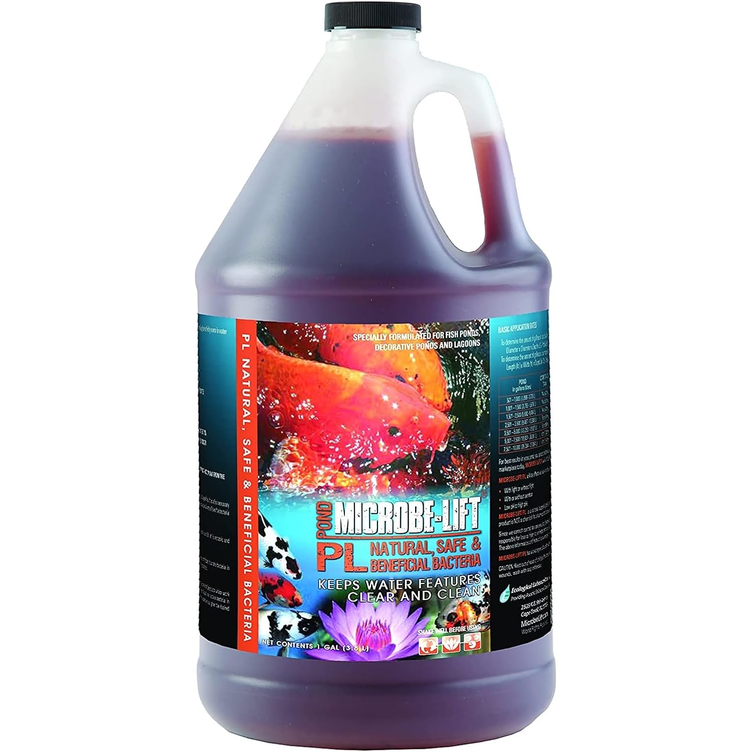 Microbe-Lift Pl Pond And Outdoor Water Garden Cleaner, Safe For Live Koi Fish, Plant Life, And Decor, 1 Gallon