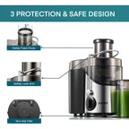 Juicer Machines, Juilist 3" Wide Mouth Juicer Extractor Max Power 800W, for Vegetable and Fruit with 3-Speed Setting, 400W Motor, Easy to Clean