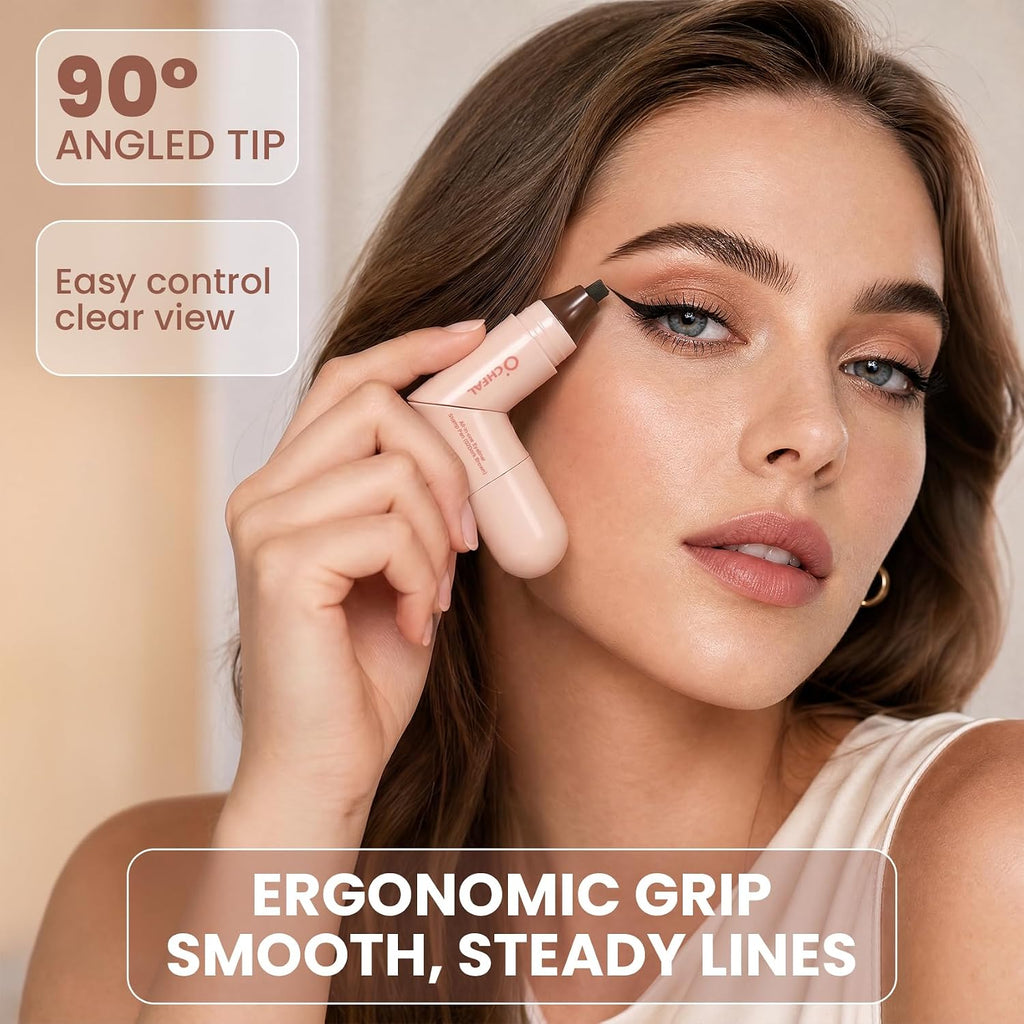 Dual-Ended Winged Eyeliner Stamp Pen, Cat Eye Stamp Eyeliner Tool For Perfect Wings, Waterproof Smudge Proof Quick Dry Liquid Eyeliner Stamp, Quick Makeup For Beginners (Black & Brown)