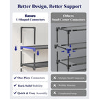 Kitsure Shoe Rack - 10-Tier Shoe Organizer With Detachable Fabric Shelves & Metal Frame, Tall Shoe Rack For Closet, Entryway, Living Room, 16.9" Wide - 10 Tier, Black