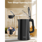 Electric Kettle, Double Wall 1.7L Stainless Steel Cool Touch, Water Boiler & Heater, 1500W Hot Tea Pot, Boil Dry Protection & Cordless Base, BPA-Free, Black