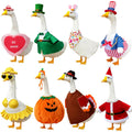 8 Set Holiday Porch Goose Outfits All Seasons Bundle For Valentine St. Patrick Easter Summer 4Th Of July Fall Halloween Christmas - Lawn Porch Goose Clothing For Patio Yard Decor