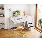 Odk Computer Desk With 6 Drawers, 40 Inch Small Desk With Storage, Reversible Desk For Home Office, Work Study Table For Bedroom, White