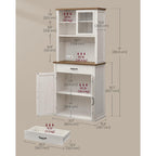 Vasagle Liry Collection - Pantry Cabinet With Lights And Charging Station, Kitchen Storage Cabinet With Doors And Drawer, 15.6 X 31.7 X 71.1 Inches, Farmhouse Style, Rustic White Ubbk363W12V2