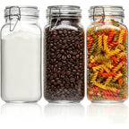 Comsaf Large Square Glass Jars With Airtight Lids 78 Oz 3 Pack Wide Mouth | Flour Sugar Rice, Coffee Storage, Pantry Organization, Large Capacity, Cabinet Organization, Dry Goods, Sourdough Pickling