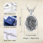 EUDORA 925 Sterling Silver St Benedict/St Michael/St Christopher/Archangel Raphael Gabriel Metatron/Virgin Mary/St Joseph/St Anthony Crucifix Pendant Bible Verse Prayer Necklace Jewelry for Men Women