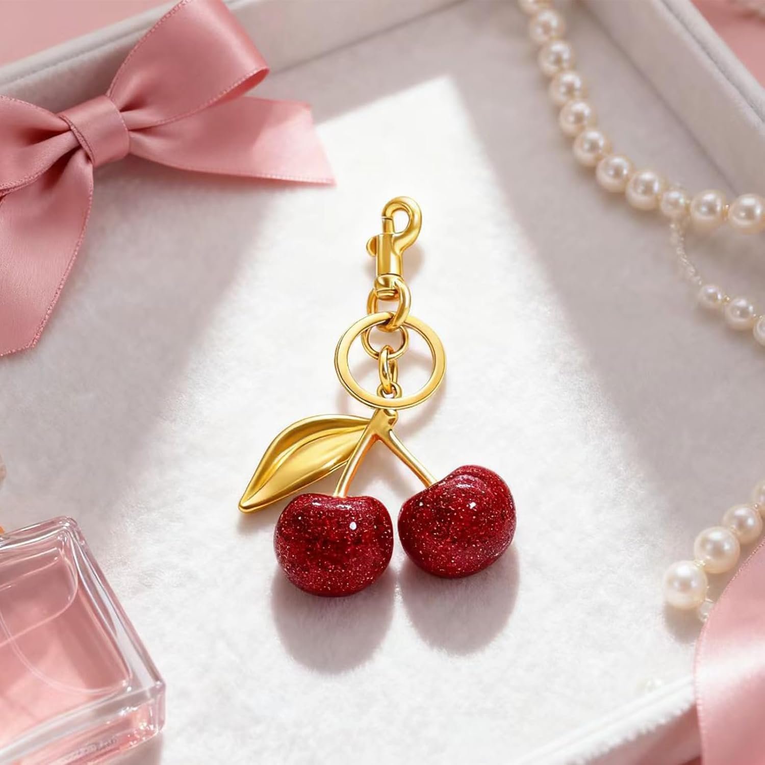 Cherry Keychain Bag Purse Charms Cute key chain accessories Car keyrings Handbag gifts for women Valentines Day Gifts