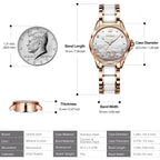 Olevs Womens Automatic Watch, Premium Large Face Diamond Accented Self Winding Watches For Women, Fashion Waterproof Ladies Dress Watch, Two Tone Stainless Steel Ceramic Bracelet