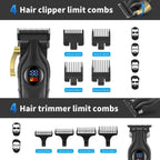 Hiena Pro Professional Cordless Hair Clipper For Men, Beard Trimmers, Electric Foil Shavers And Nose Hair Trimmer Set, Rechargeable Barber Clipper And Hair Cutting Grooming Kit