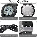 Beeasy Mens Digital Sports Watch, 50M Waterproof 49Mm Rubber Strap Mens Watches With Stopwatch, Countdown Timer, Alarm & Dual Time—Ideal For Sport, Gym, Running, Referee, School & Daily Wear