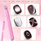 New Pink 3-in-1 Ring Cat Eye Magnet, Cateye Magnet for Nails Magnet Tool Easy to Use for Beginners & Nail Artists Various Creative Patterns Not Easily Damaged