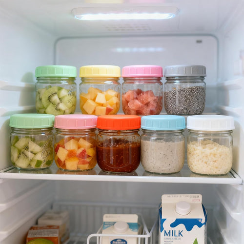9 Pack Regular Mouth Mason Jar Lids - 70mm Colored Plastic Mason Lids with Silicone Rings and Removable Labels for Ball, Kerr and More, Thickened & Leak-proof, Dishwasher Safe, Reusable Canning Lids